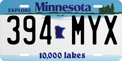 MN license plate 394MYX