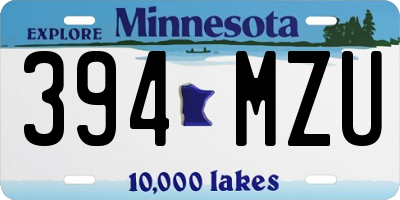 MN license plate 394MZU