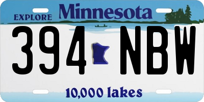 MN license plate 394NBW