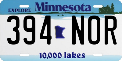 MN license plate 394NOR