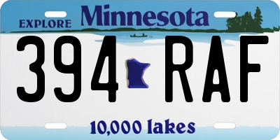 MN license plate 394RAF