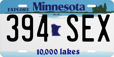MN license plate 394SEX