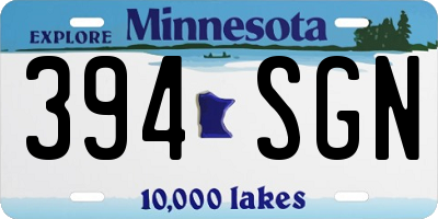 MN license plate 394SGN