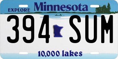 MN license plate 394SUM