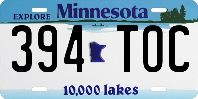 MN license plate 394TOC