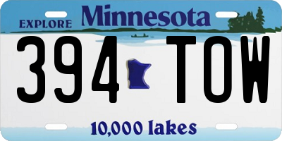 MN license plate 394TOW