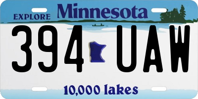 MN license plate 394UAW
