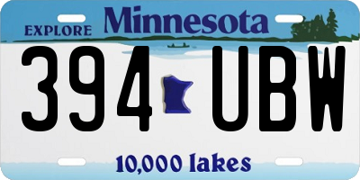 MN license plate 394UBW
