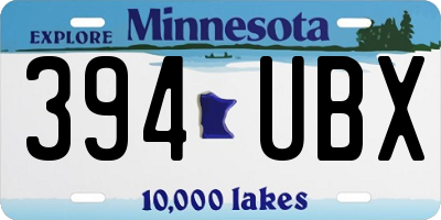 MN license plate 394UBX