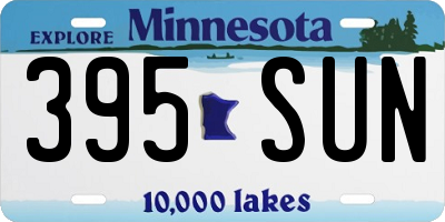 MN license plate 395SUN