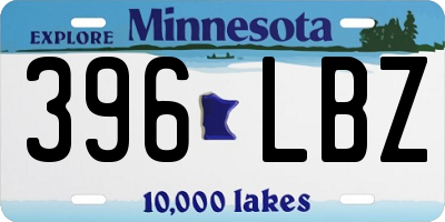 MN license plate 396LBZ