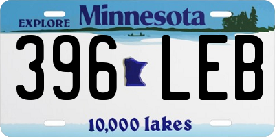 MN license plate 396LEB