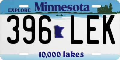 MN license plate 396LEK