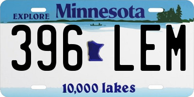 MN license plate 396LEM