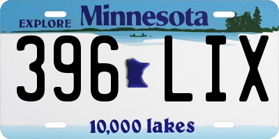 MN license plate 396LIX