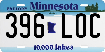 MN license plate 396LOC