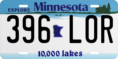 MN license plate 396LOR