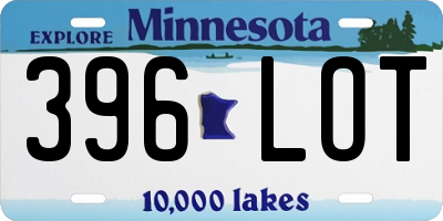 MN license plate 396LOT