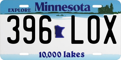 MN license plate 396LOX