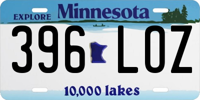 MN license plate 396LOZ