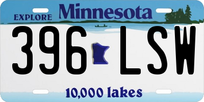 MN license plate 396LSW