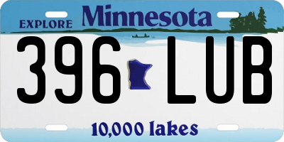 MN license plate 396LUB