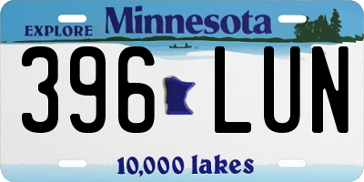 MN license plate 396LUN