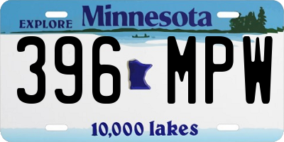 MN license plate 396MPW