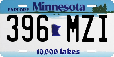 MN license plate 396MZI
