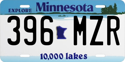 MN license plate 396MZR