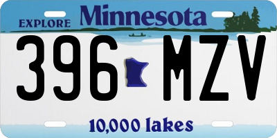 MN license plate 396MZV