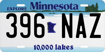 MN license plate 396NAZ