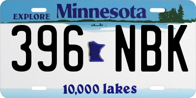 MN license plate 396NBK