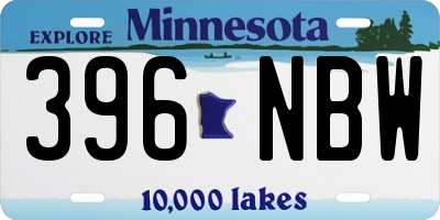 MN license plate 396NBW
