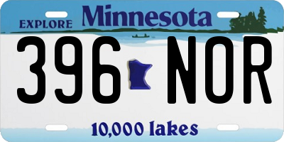 MN license plate 396NOR