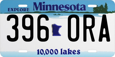 MN license plate 396ORA