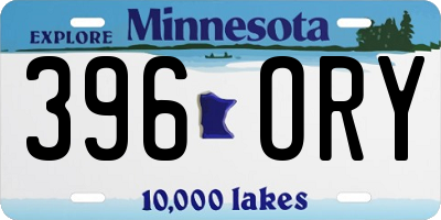 MN license plate 396ORY