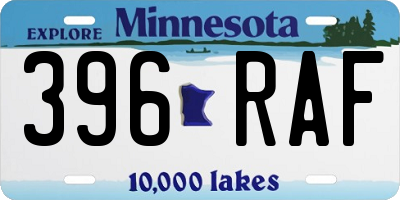 MN license plate 396RAF