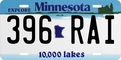 MN license plate 396RAI