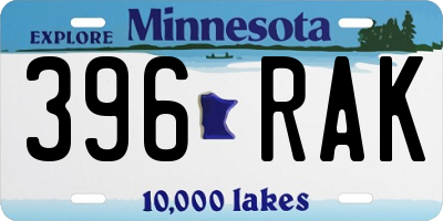 MN license plate 396RAK