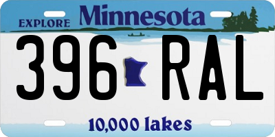 MN license plate 396RAL