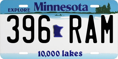 MN license plate 396RAM