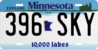 MN license plate 396SKY