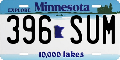 MN license plate 396SUM