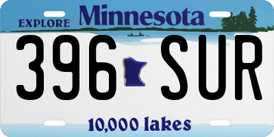 MN license plate 396SUR