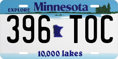 MN license plate 396TOC