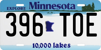 MN license plate 396TOE