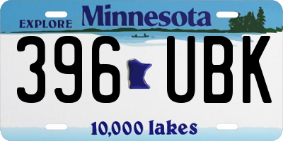 MN license plate 396UBK
