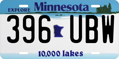MN license plate 396UBW