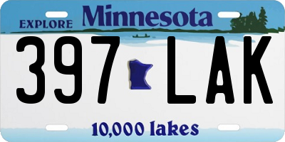 MN license plate 397LAK